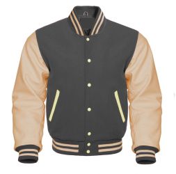 Varsity Jacket Dark Grey Cream